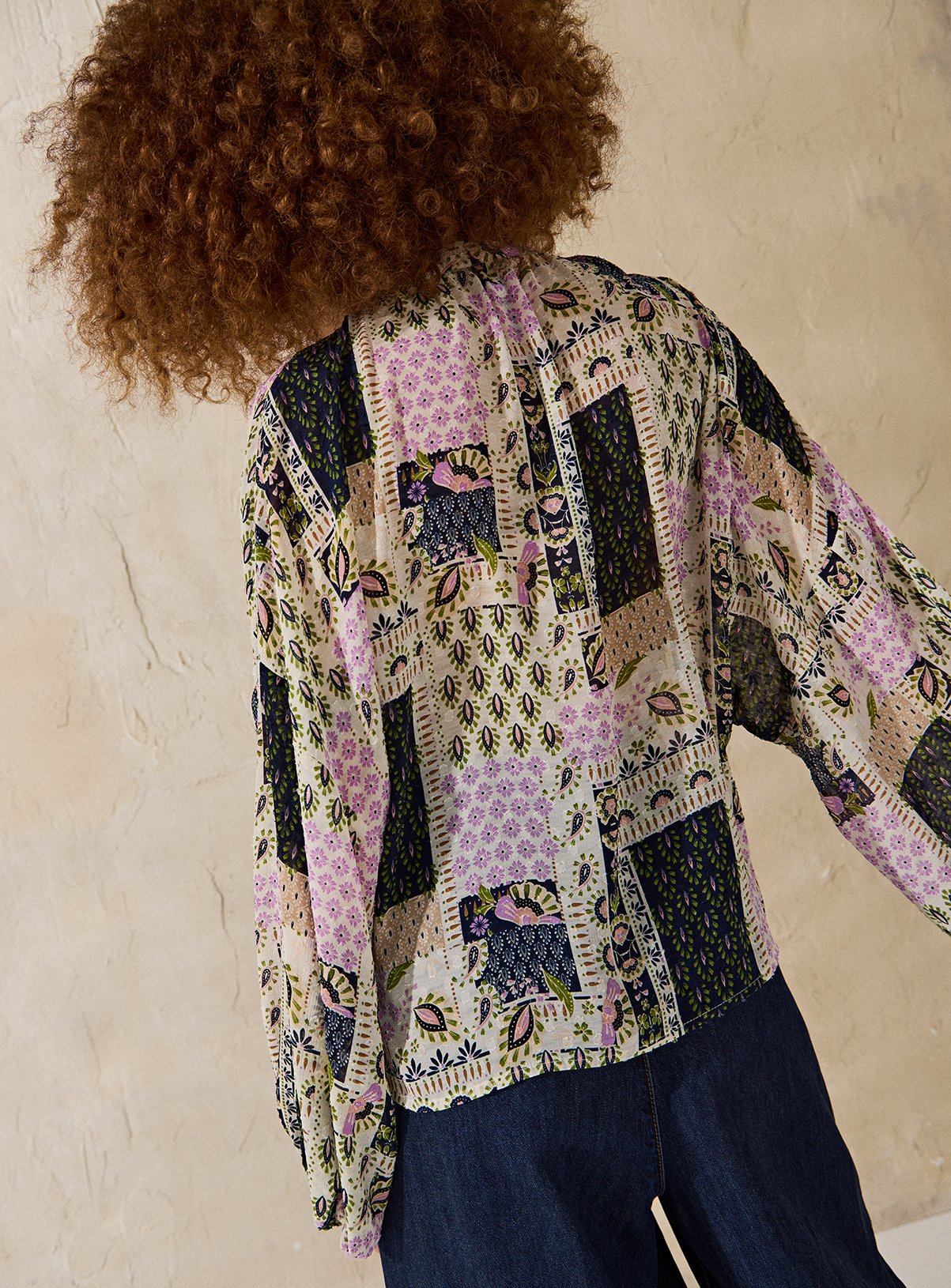 EVERBELLE Patchwork Printed Button Detail Blouse 12 - Image 4 thumbnail